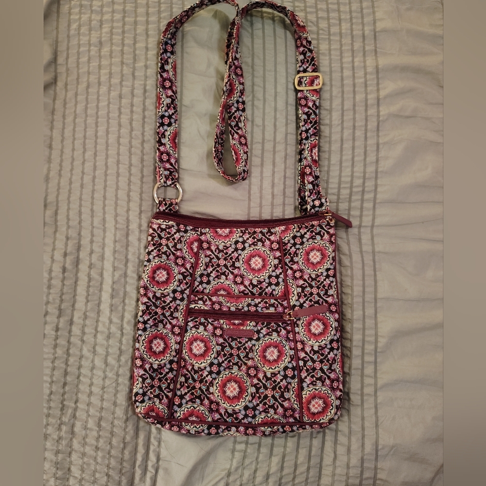 Vera Bradley Quilted 11 Inch Bag In Purple Floral Pattern